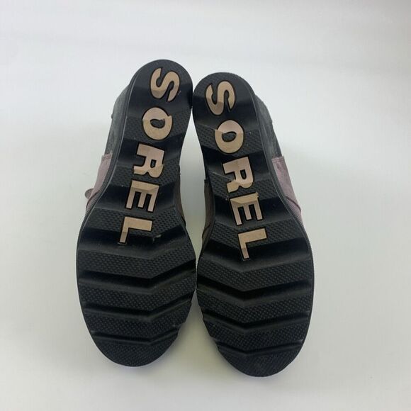 Sorel Joan Of Artic Wedge Chelsea Boot Purple Sage Suede Pull On Ankle Womens 8 - Picture 12 of 12